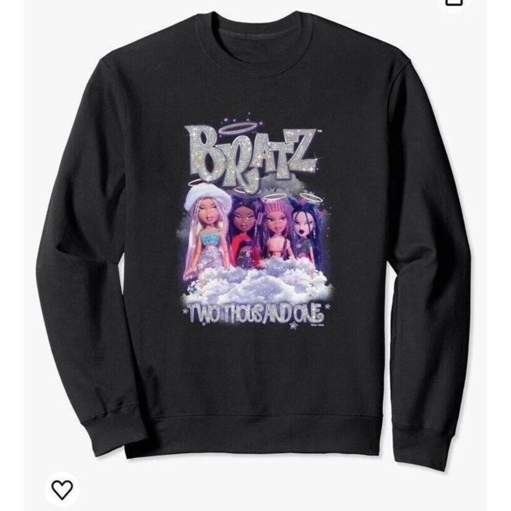 Bratz Y2K Graphic Sweatshirt Womens Juniors L Black Crewneck